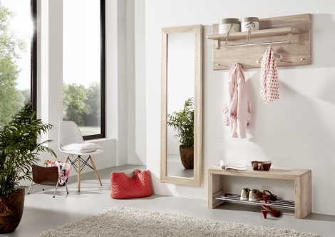 Garderobe Set Holz massiv Wildeiche Z20679-3