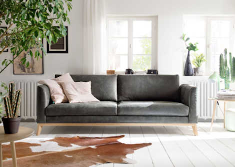 Ledersofa Z21291 - robuster 3-Sitzer