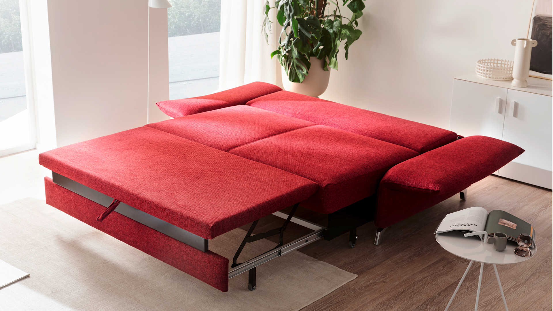 Schlafsofa Z21661 - Stoffbezug, rot