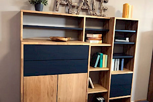 Wohnwand Regal Regalsystem Wildeiche massiv