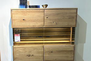 Eiche Highboard MELBOURNE mit Parsolglas