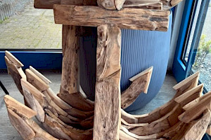 Teakholz Deko Anker, Wanddeko aus Massivholz