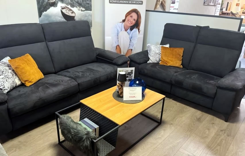 Sofa Garnitur 2-Sitzer und 3-Sitzer schwarz/anthrazit